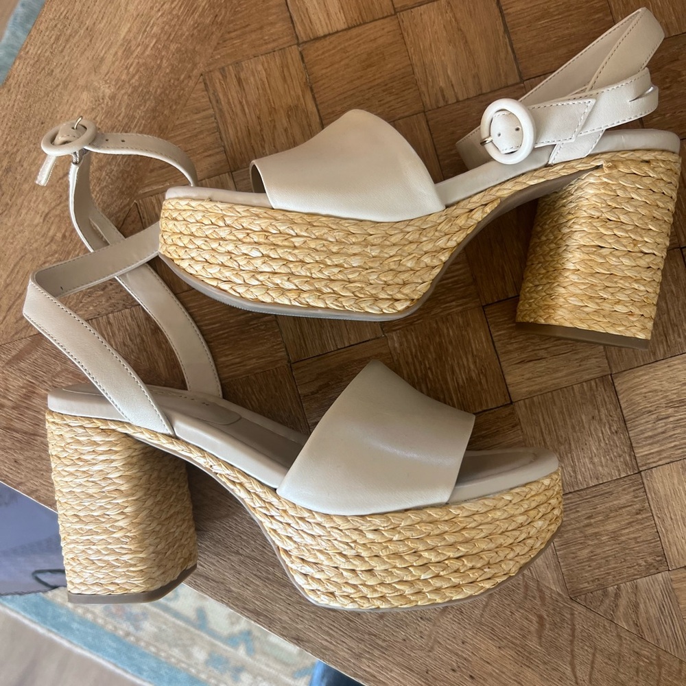 Marc Fisher Cream and Tan Platform Heels